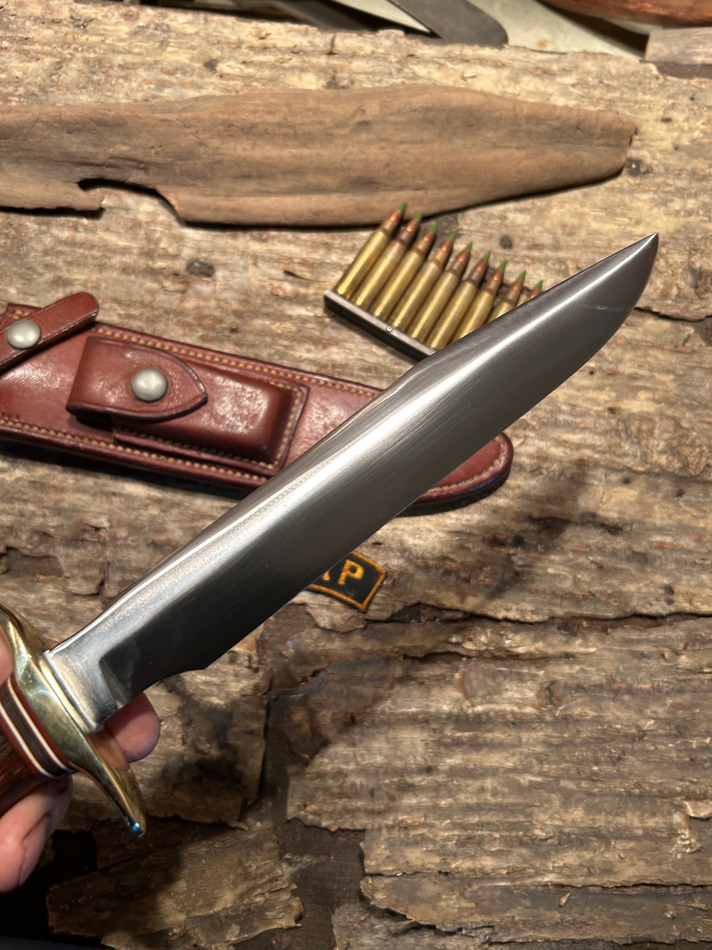 Randall Vintage 1970s Model 1-8 Fighter Johnson sheath Wood finger grip handle