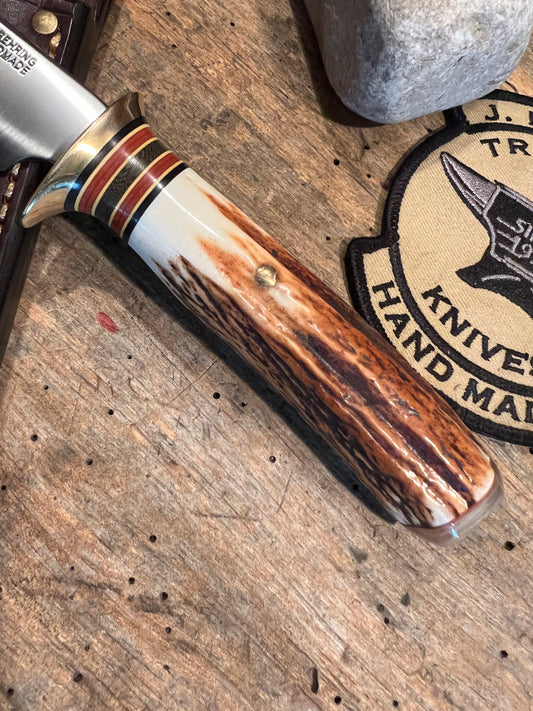 Treeman Trout & Bird 4 1/4" Blade Brass guard Sambar Stag Ox Butt