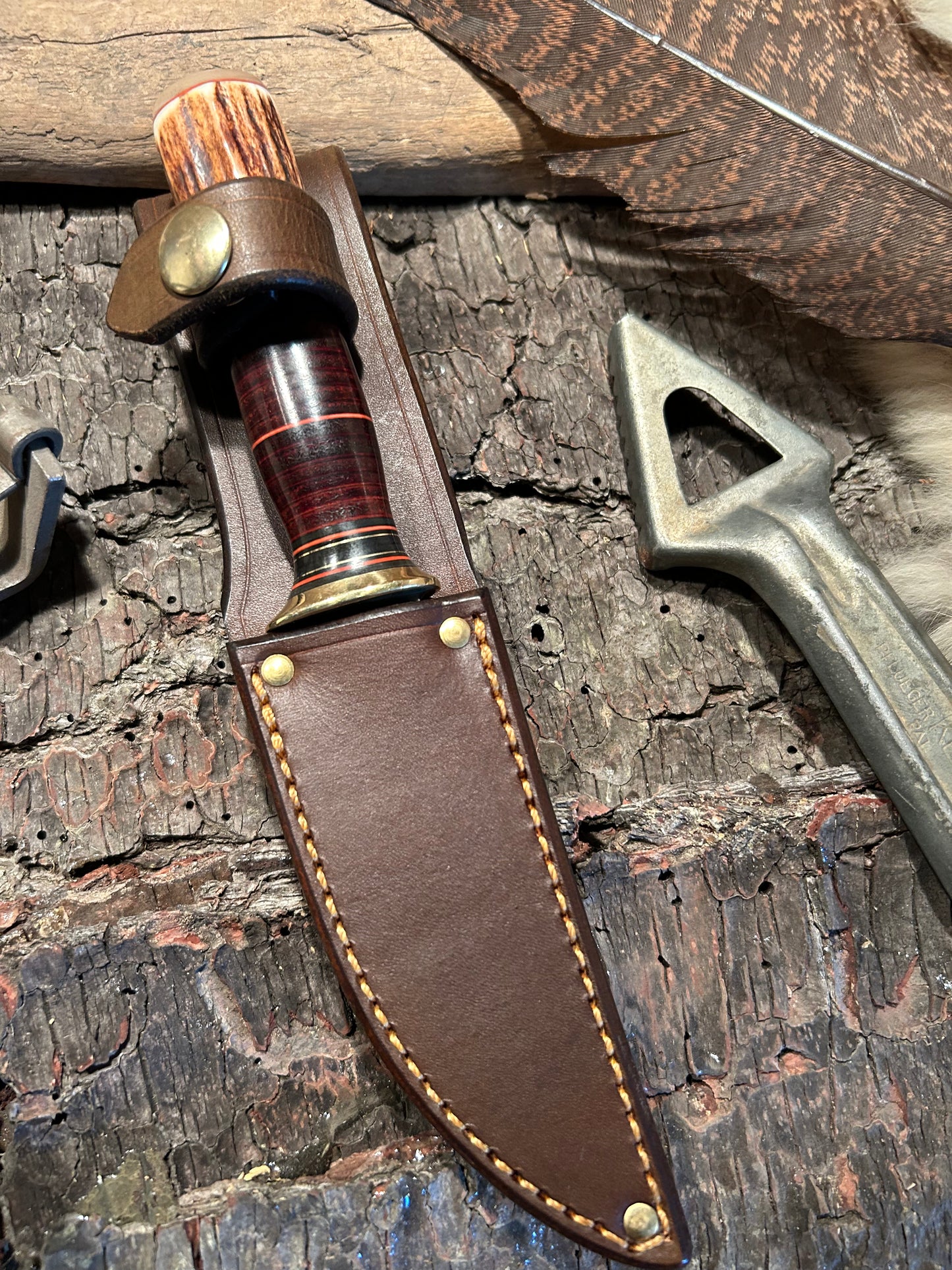 J. Behring Deer & Trout AEB-L Stainless Horsehide Stag Musk Ox