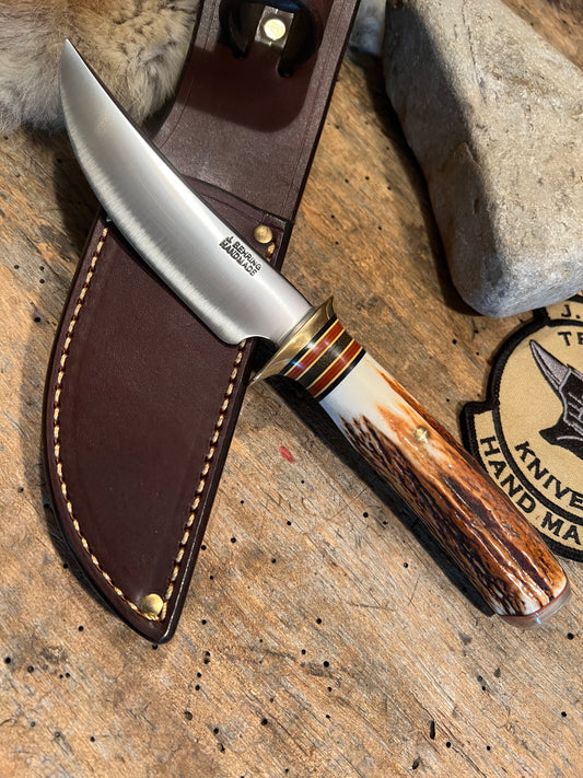 Treeman Trout & Bird 4 1/4" Blade Brass guard Sambar Stag Ox Butt