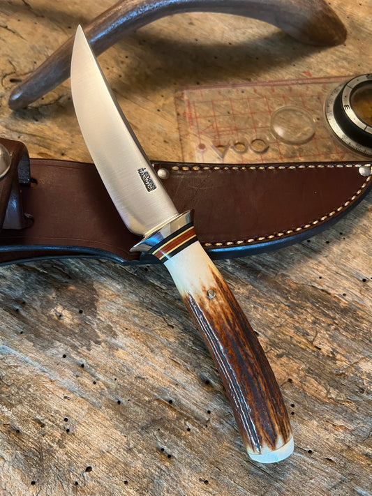Treeman Trout Knife Real RED STAG Hippo Tooth Butt Cap