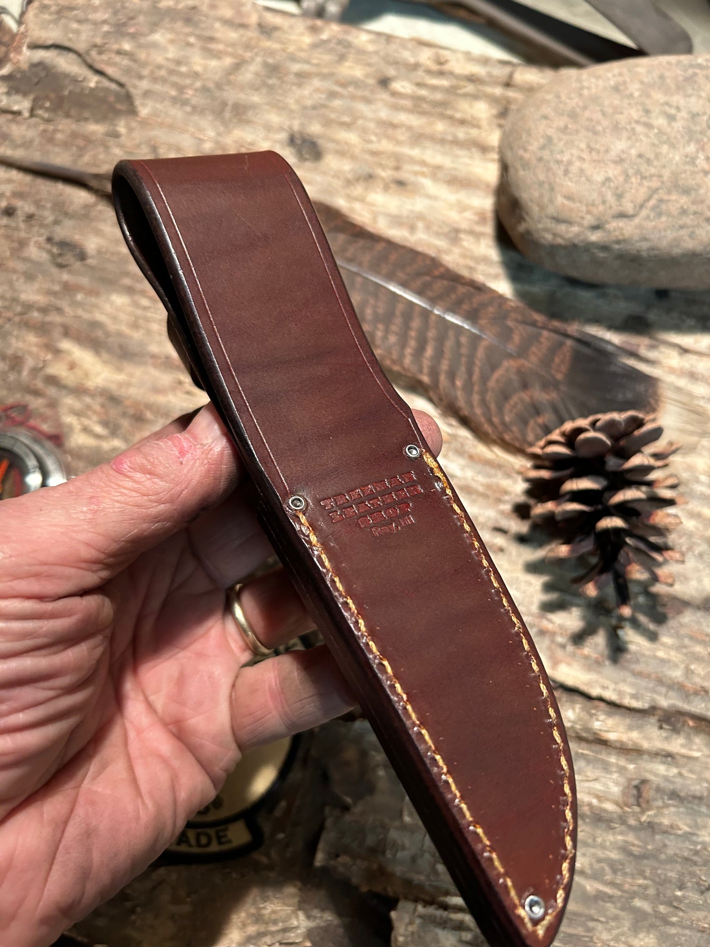 Treeman Trout Knife 120 Years old German Red Stag AEB-L Stainless Shark Sheath