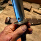 Treeman 8 1/2" Skull Fighter Model 1 Style Nickel Guard Stacked Horse hide red Stag Pinned Butt Shark Sheath