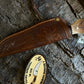 Vintage Treeman Hunter Made 2004 5 1/4" O1 Forged Blade Crotch Stag Water Lily Horse Hide Sheath