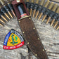 Treeman 8" Double Skull Fighter AEB-L Brass Horsehide aluminum crows beak thong hole Giraffe sheath