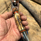 J. Behring 7 1/2" Skull Fighter Sambar Stag AEB-L stainless Blade Old School Aluminum Butt