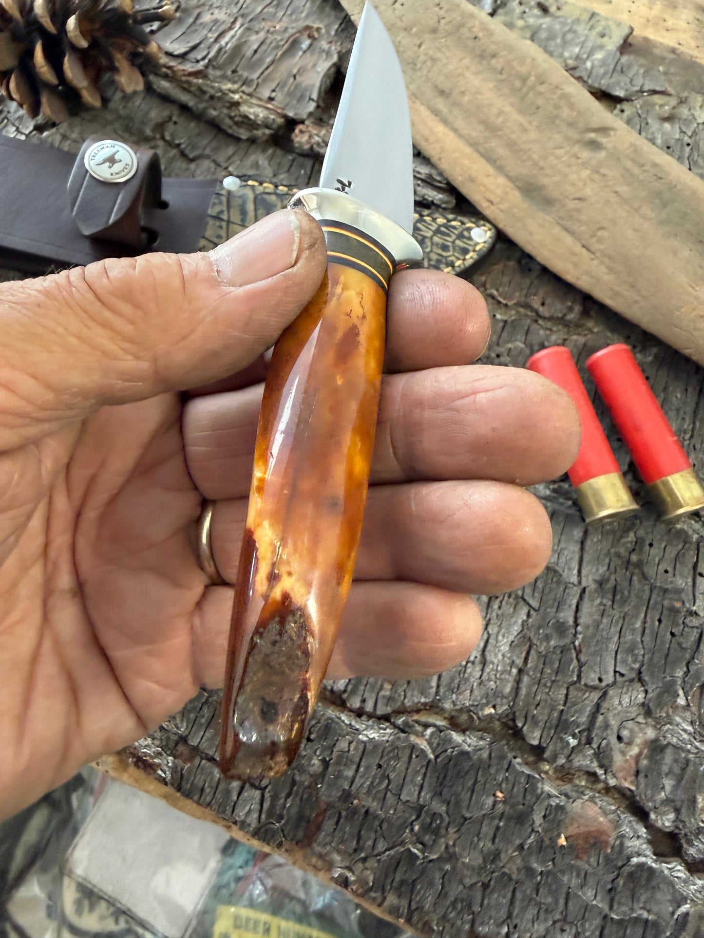 Treeman Artifact Ivory Trout Knife Crock Sheath AEB-L