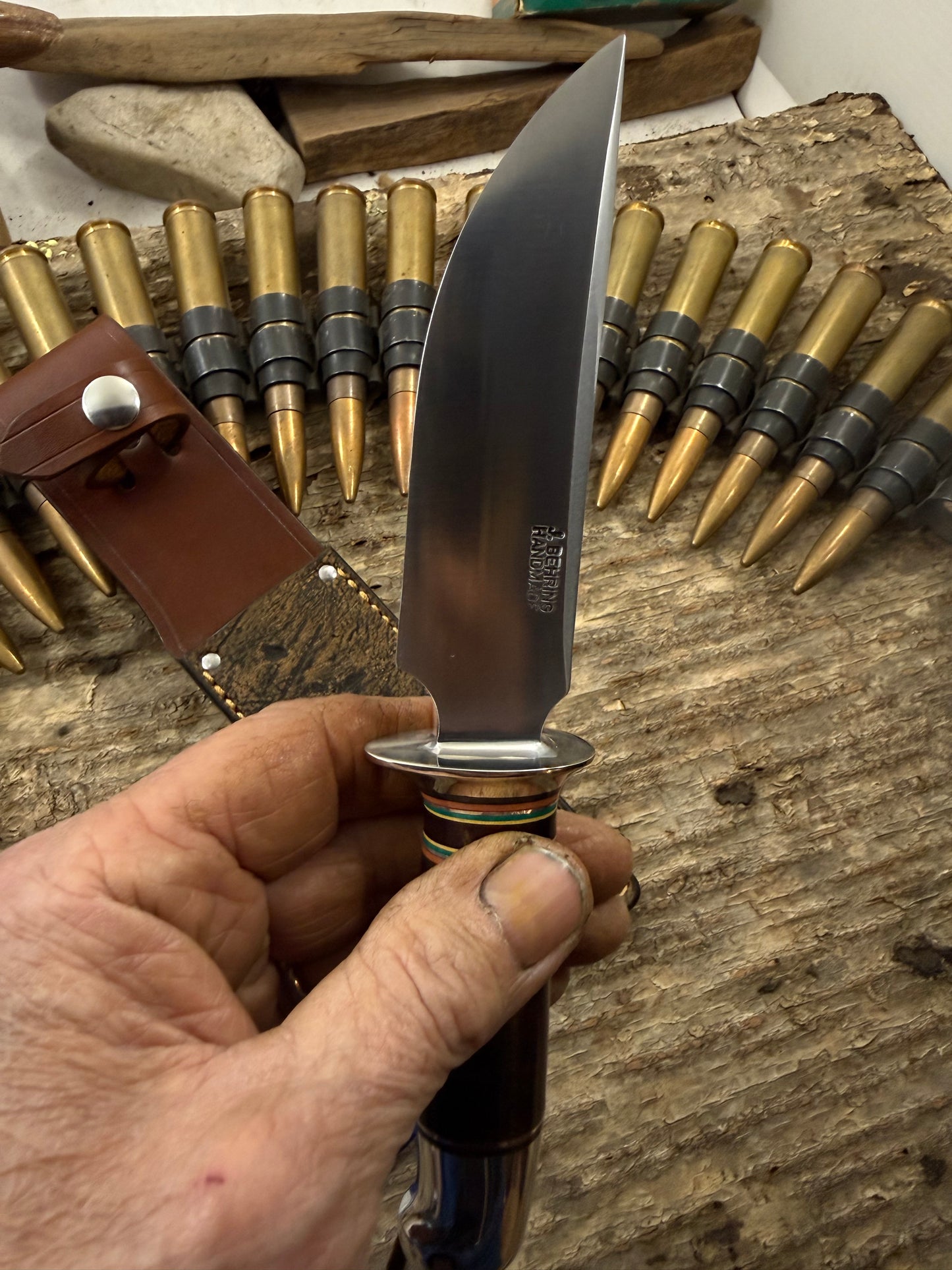 Model 1- 5"  Nickel Guard Horse hide Aluminum Butt