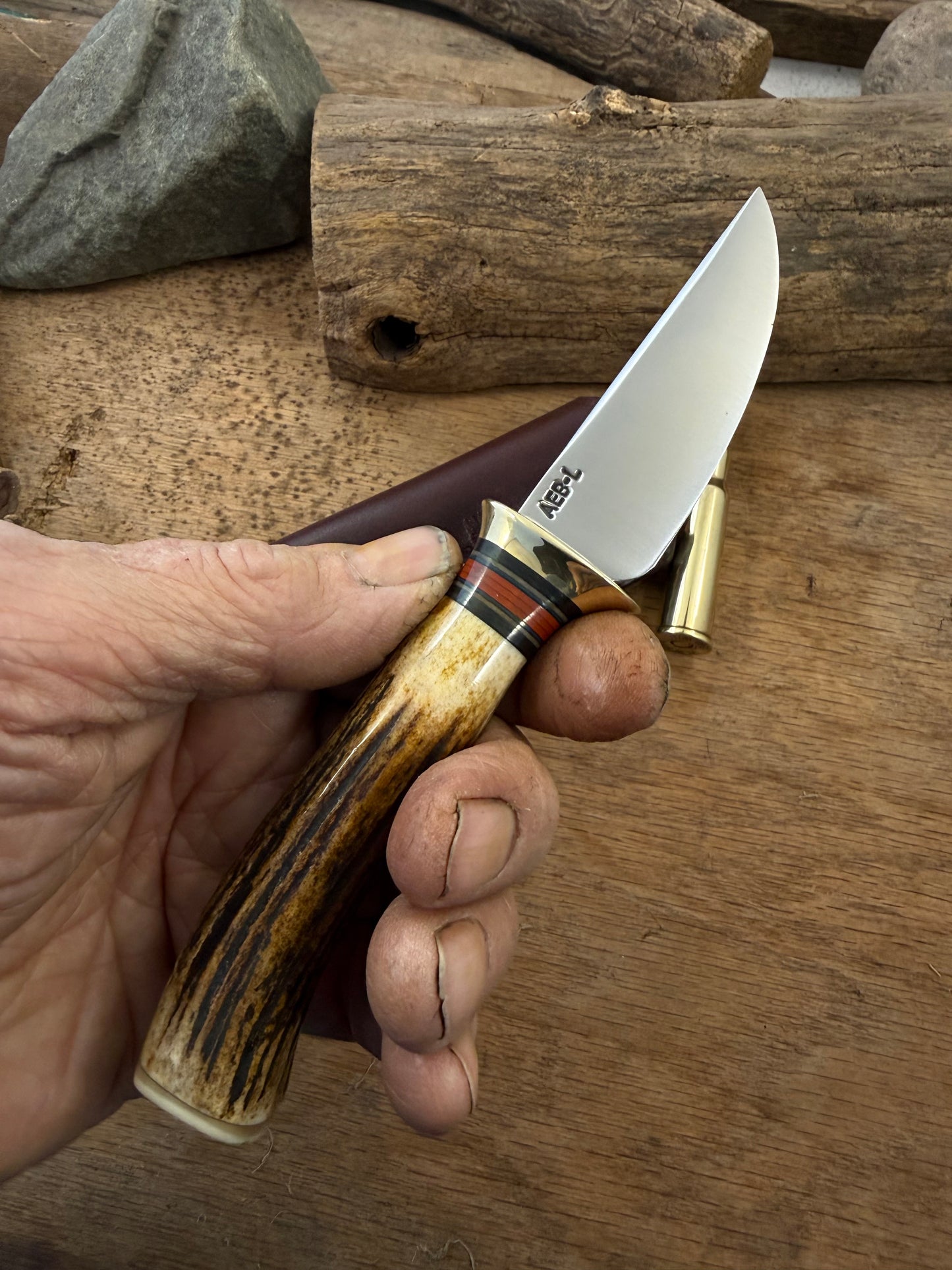 Trout Knife AEB-L Stainless Stag Mammoth Pocket Sheath