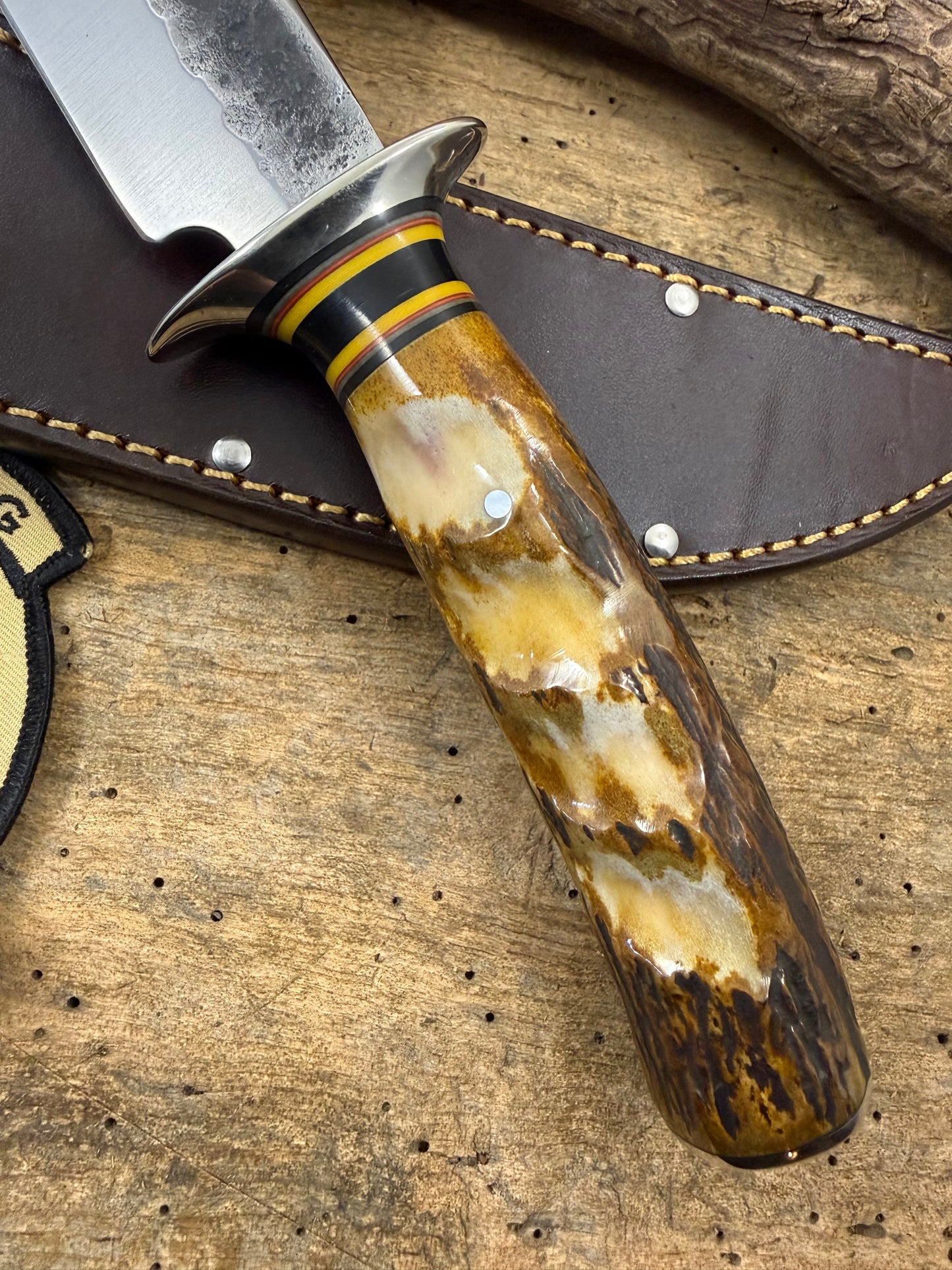 Double Skull 7" Fighter Nickel Finger Grip Sambar Stag Hammer Mark