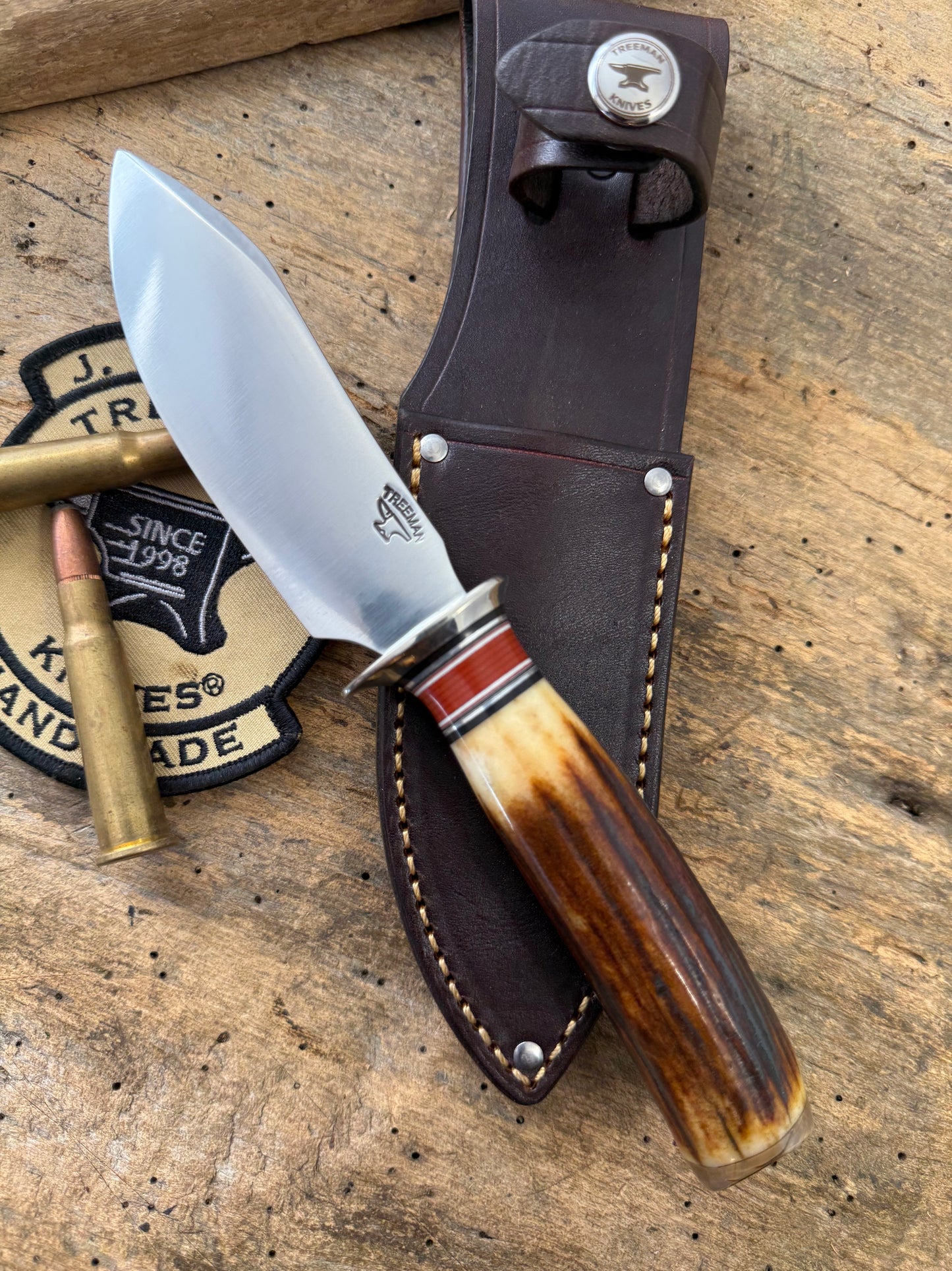 Treeman Special Hinter 4 1/4" AEB-L stainless Nickel Guard 120 Year old German Stag Ivory butt cap