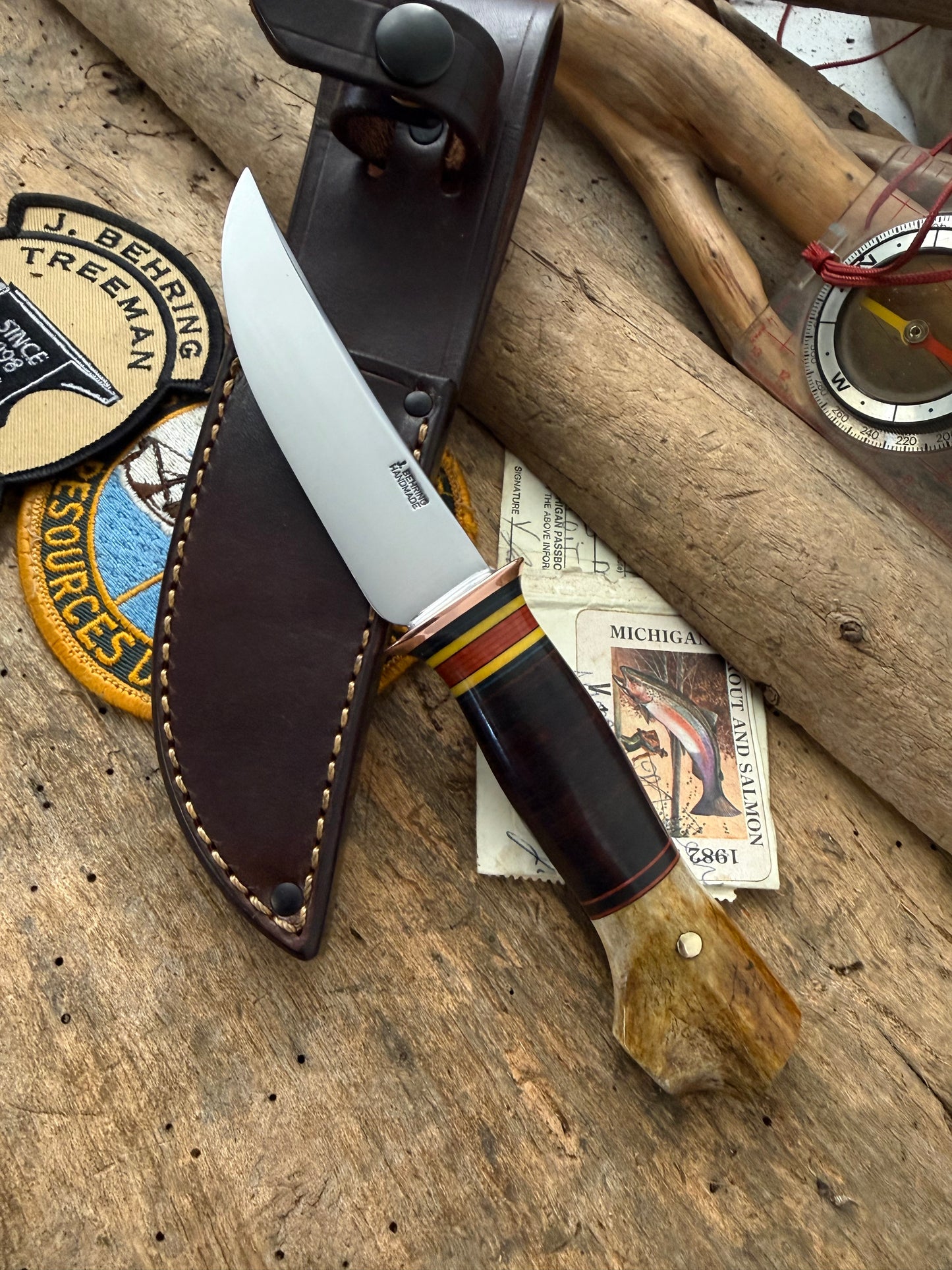 Treeman Bird & Trout Copper Horsehide Crotch Stag