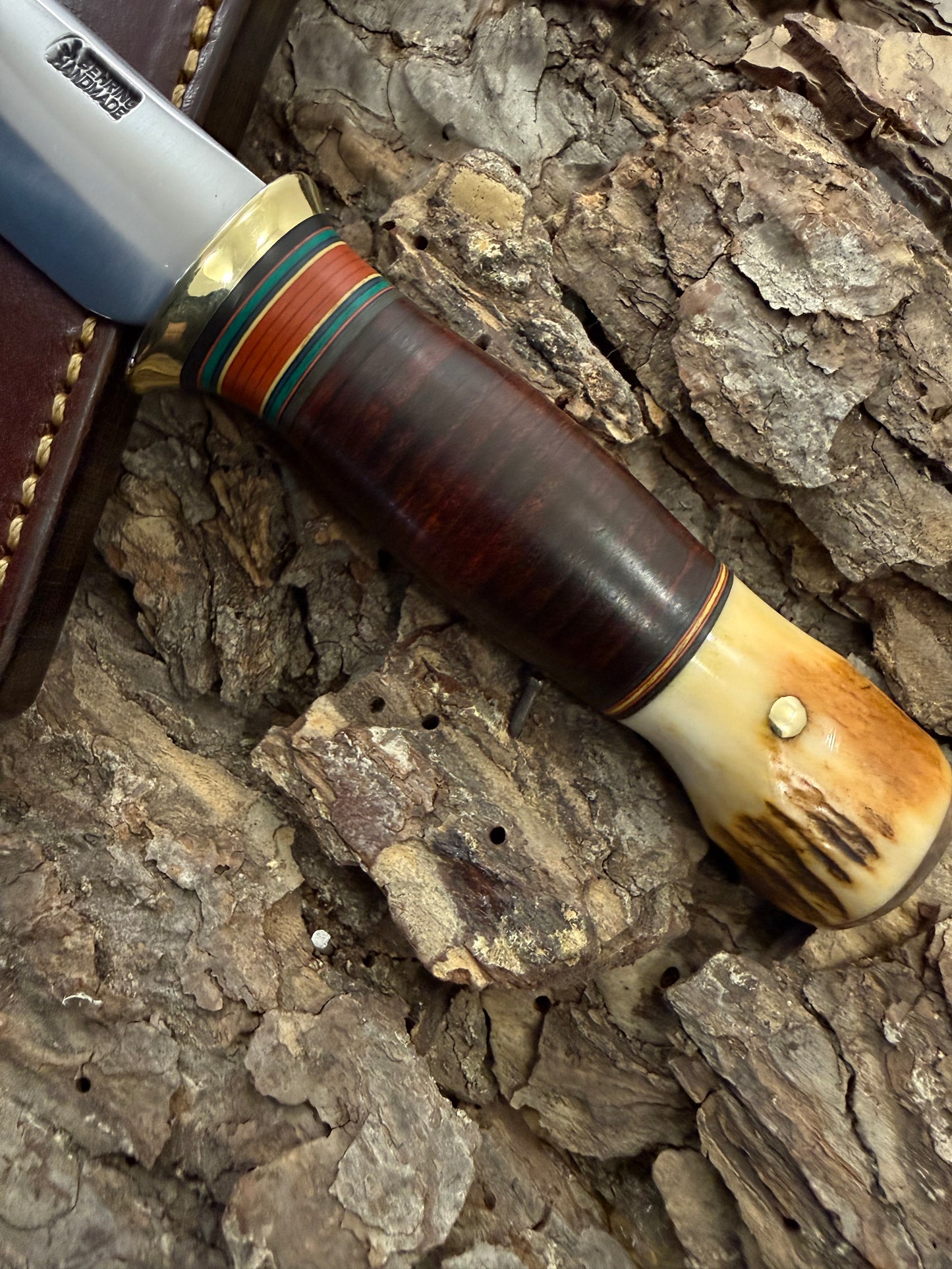 Sharptail Hunter 3 1/2" AEB-L Stainless Horse Hide Stag Mammoth