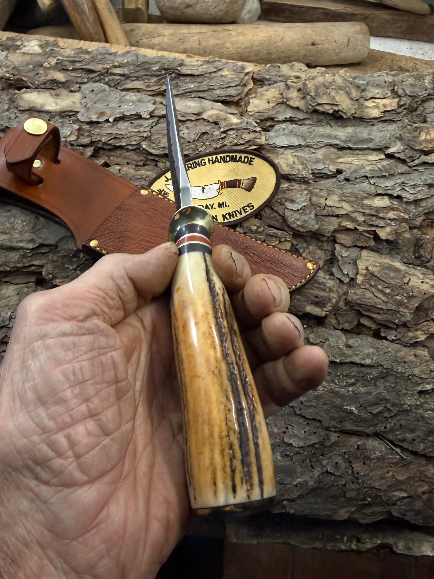 Treeman Semi Skinner Heavy Duty Hammer Marked 5 1/2" Blade Primo Sambar Stag