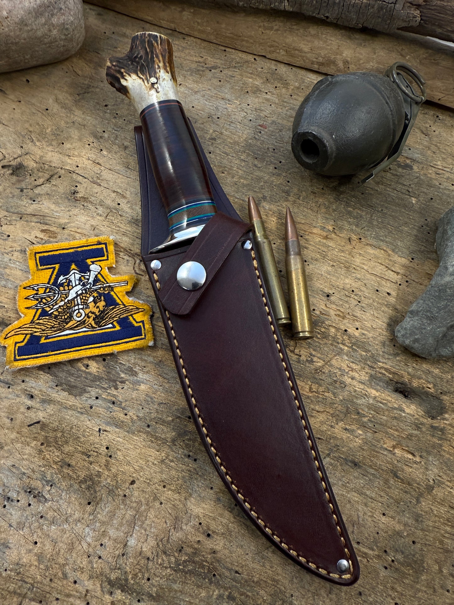 Model 1 - 6" Fighter Nickel Horse Hide Crotch Stag