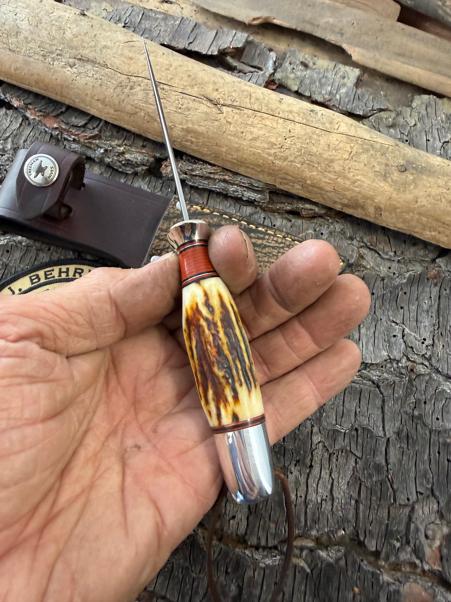 Treeman Trout Stag Aluminum AEB-L Stainless Giraffe Sheath