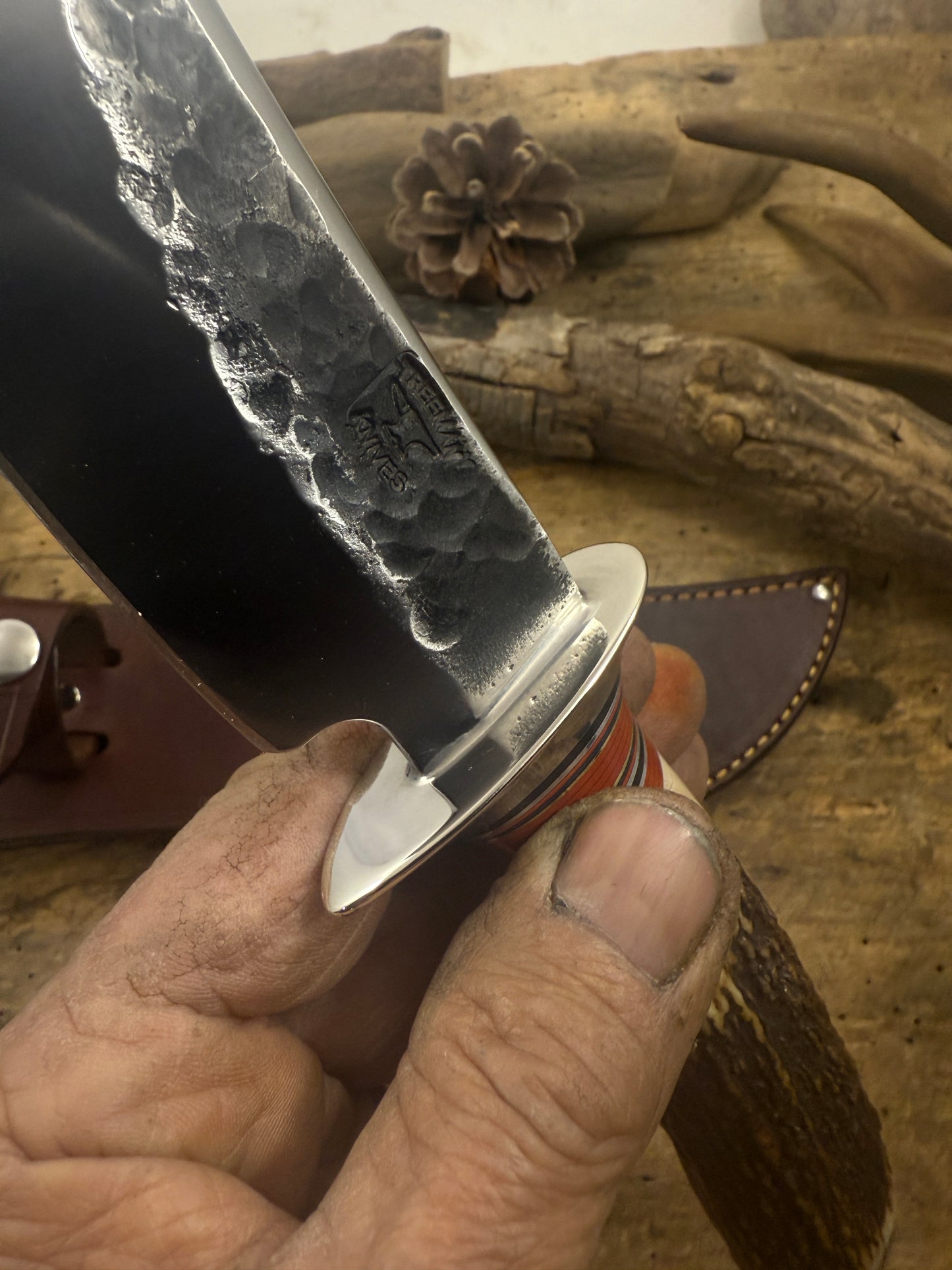 Treeman Fox River 5" Hammer mark Hunter Stag Handle