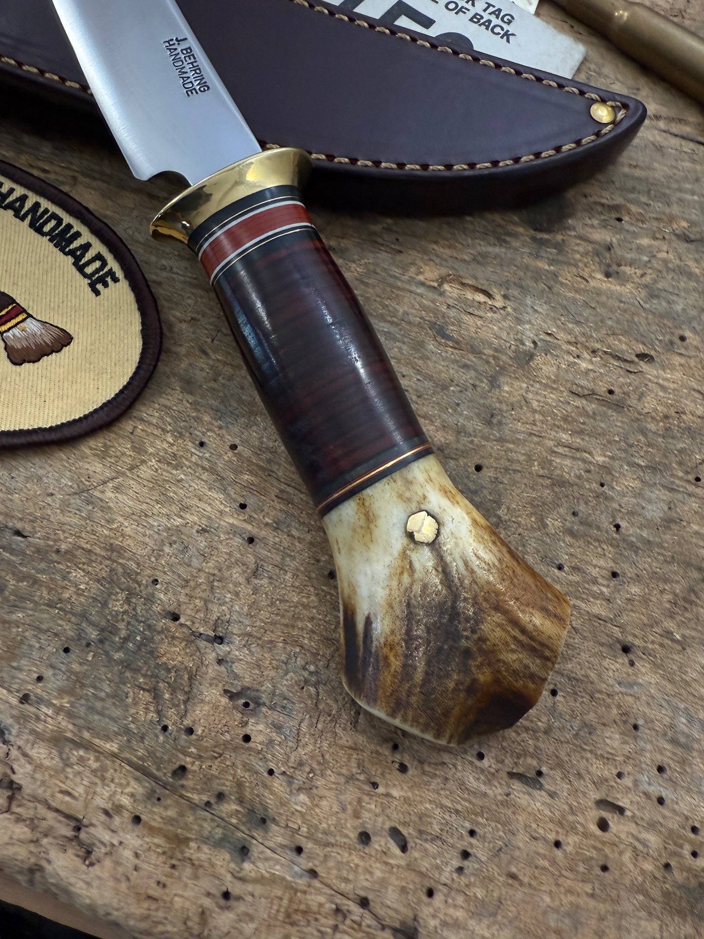 Old School Scagel Style Deer & Trout 5" Blade Horse hide Crotch Stag