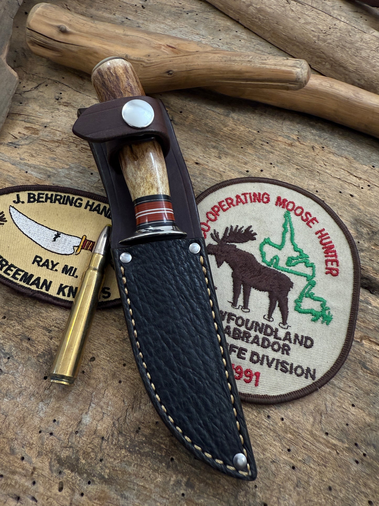 Trout 3.5" AEB-L Razor Blade Steel Moose Horn Mammoth Ivory Shark
