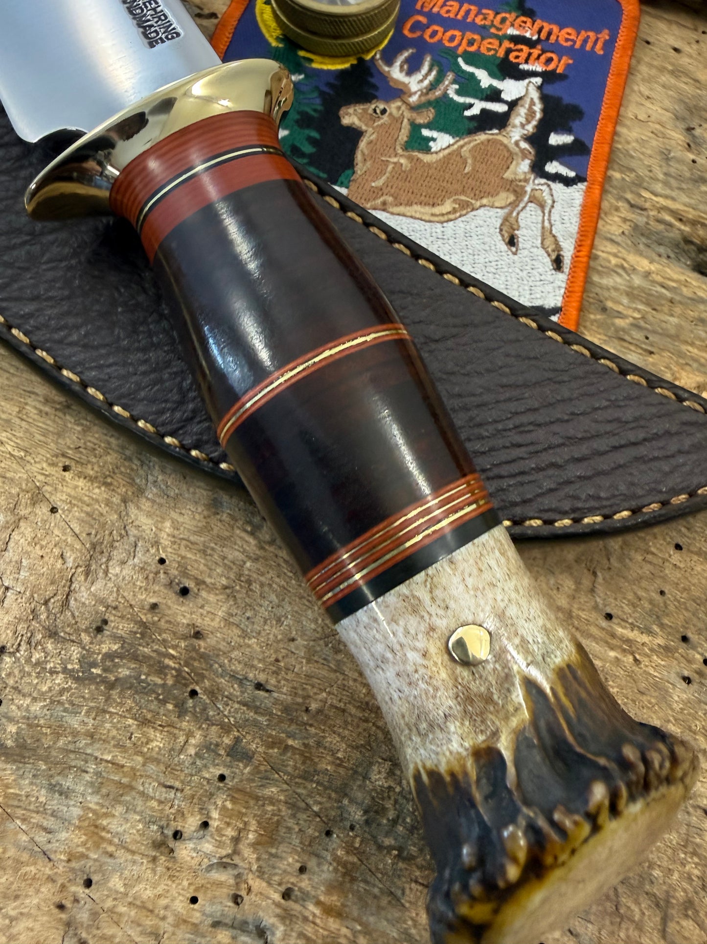 Treeman Big 6" Skinner Horse hide crown Stag