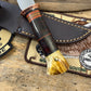 Treeman Trout Knife 3 3/8" 1095 hand forged blade horse hide crotch stag