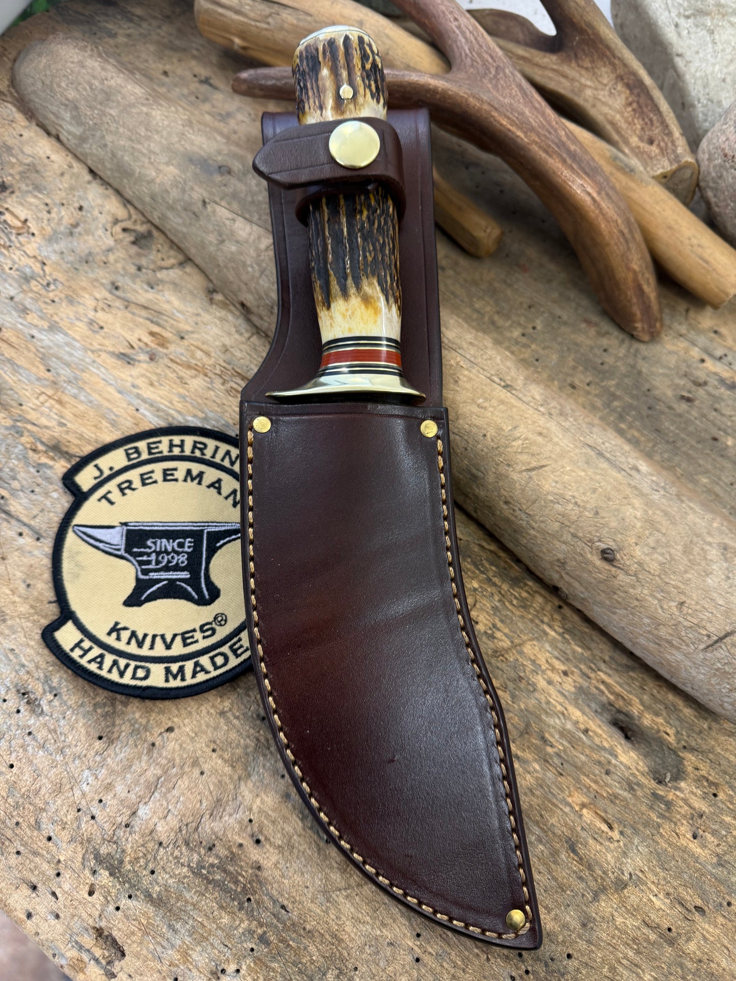 Treeman Stag/Stag Woodcraft 6" Blade  Brass guard