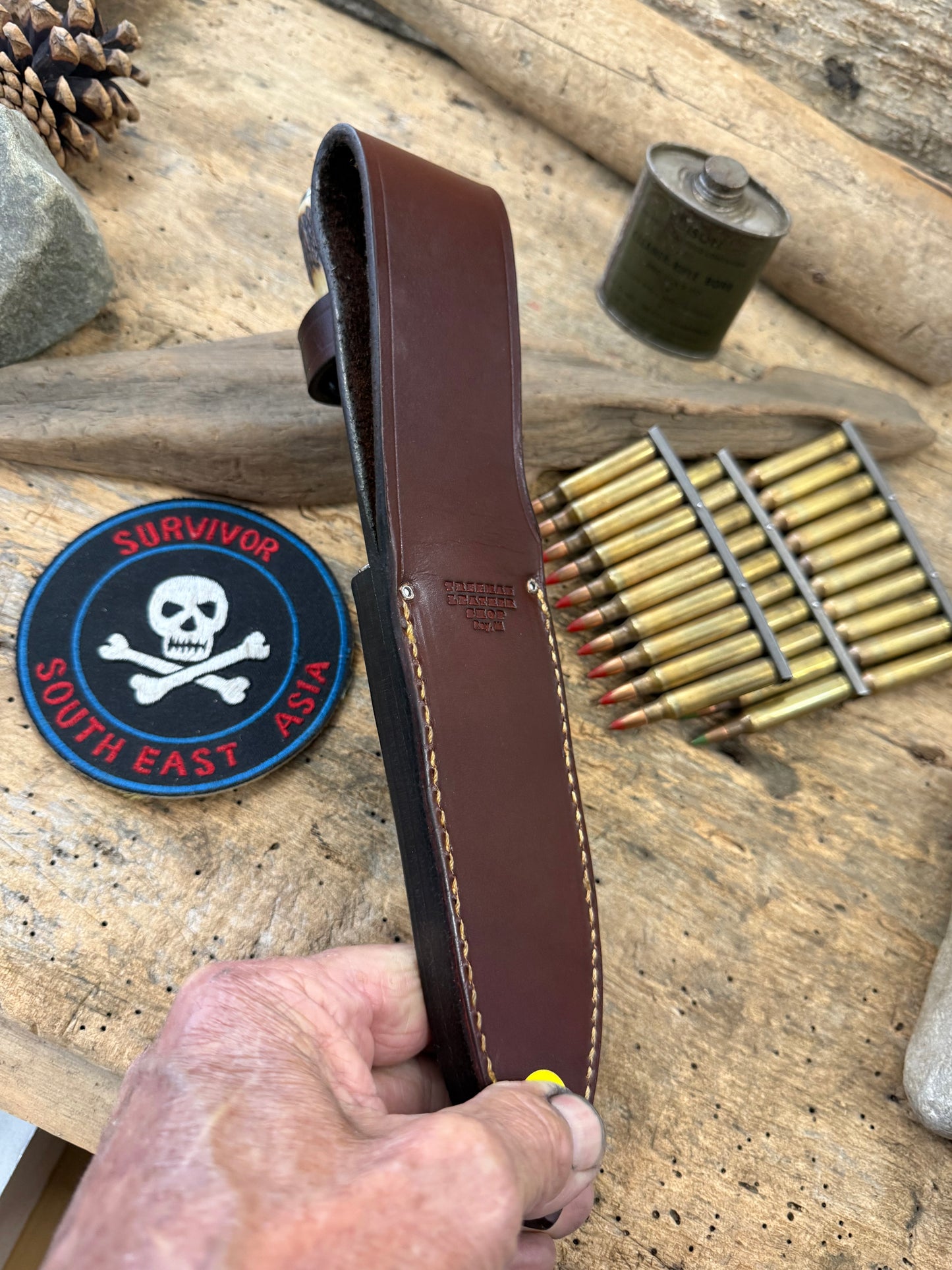 Treeman Spear Point Fighter AEB-L 6" Nickel Horse Stag