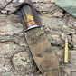 Treeman Special Hunter 6" AEB-L Stainless NS Sambar Stag Aluminum Crows beak butt. Giraffe sheath.