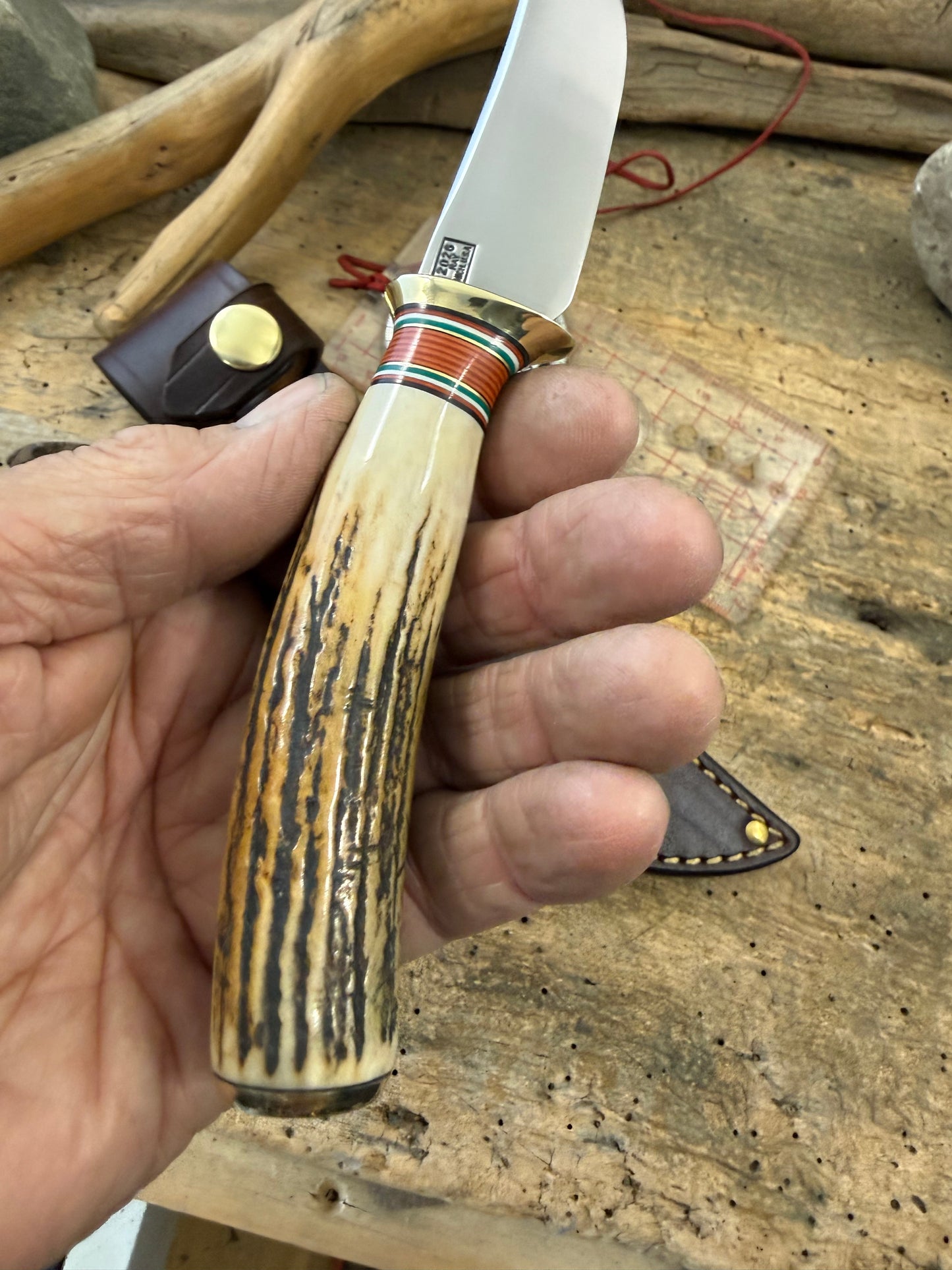 Treeman Traditional Classic Trout & Bird  4" Blade Brass Stag