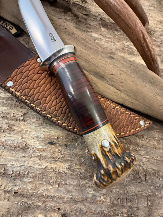 Treeman 4 1/2" Trout & Bird Nickel Horse Hide Crown Beaver Tail