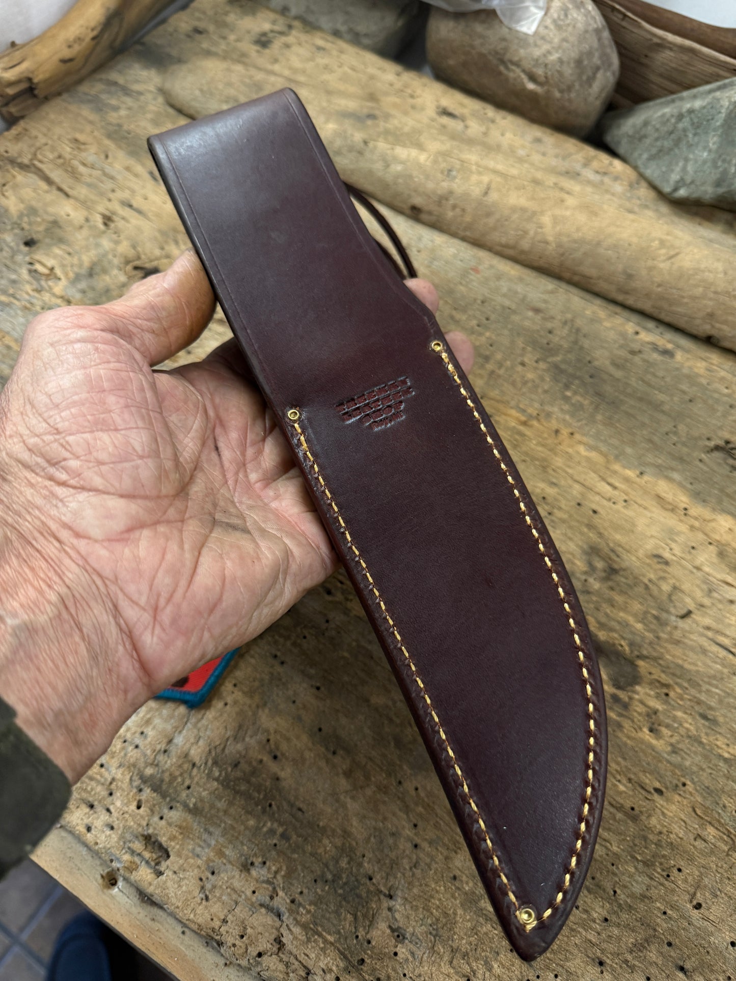 Treeman 6" old school Scagel style Hunter Horse Hide Brass crows beak Crock Sheath