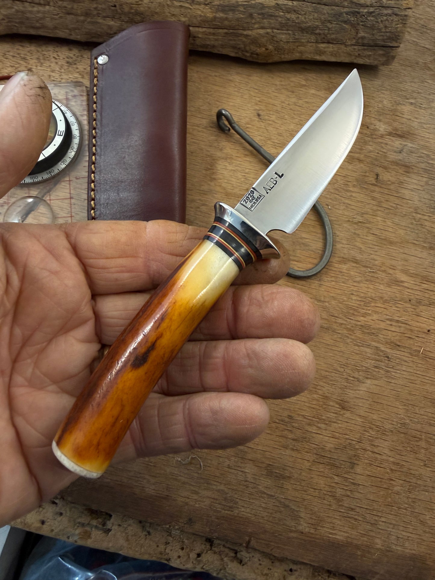 Trout Knife Red Stag Mammoth Cap NS Guard Pouch Sheath