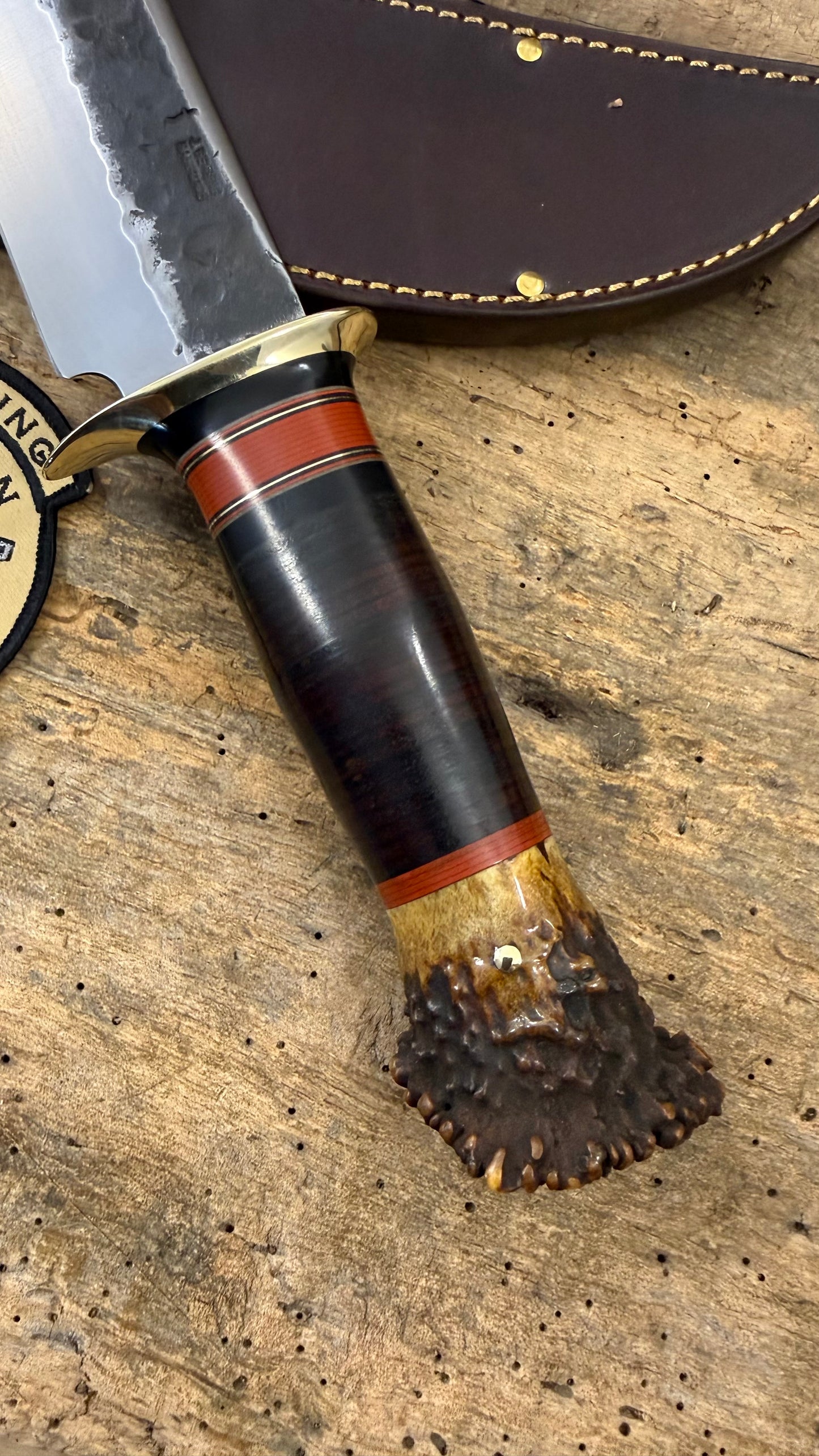 Treeman Big Fat 8"  Hammer Mark Camp Knife Crown Stag