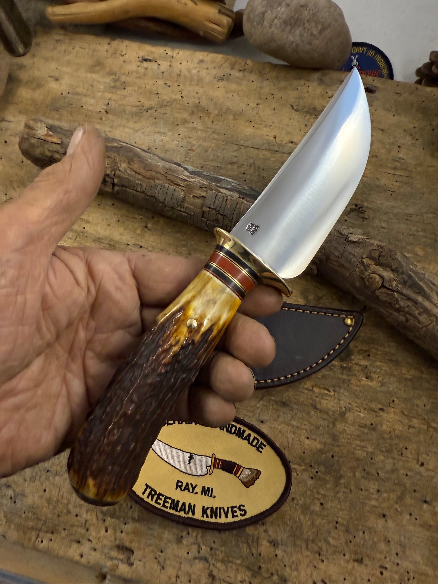 Treeman Fox River Hunter Pop's Pro Cut Steel , AAA Sambar Stag Brass