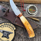 Treeman Trout Knife Forged 1095 Copper Guard 120 Year old stag Mammoyh Cap