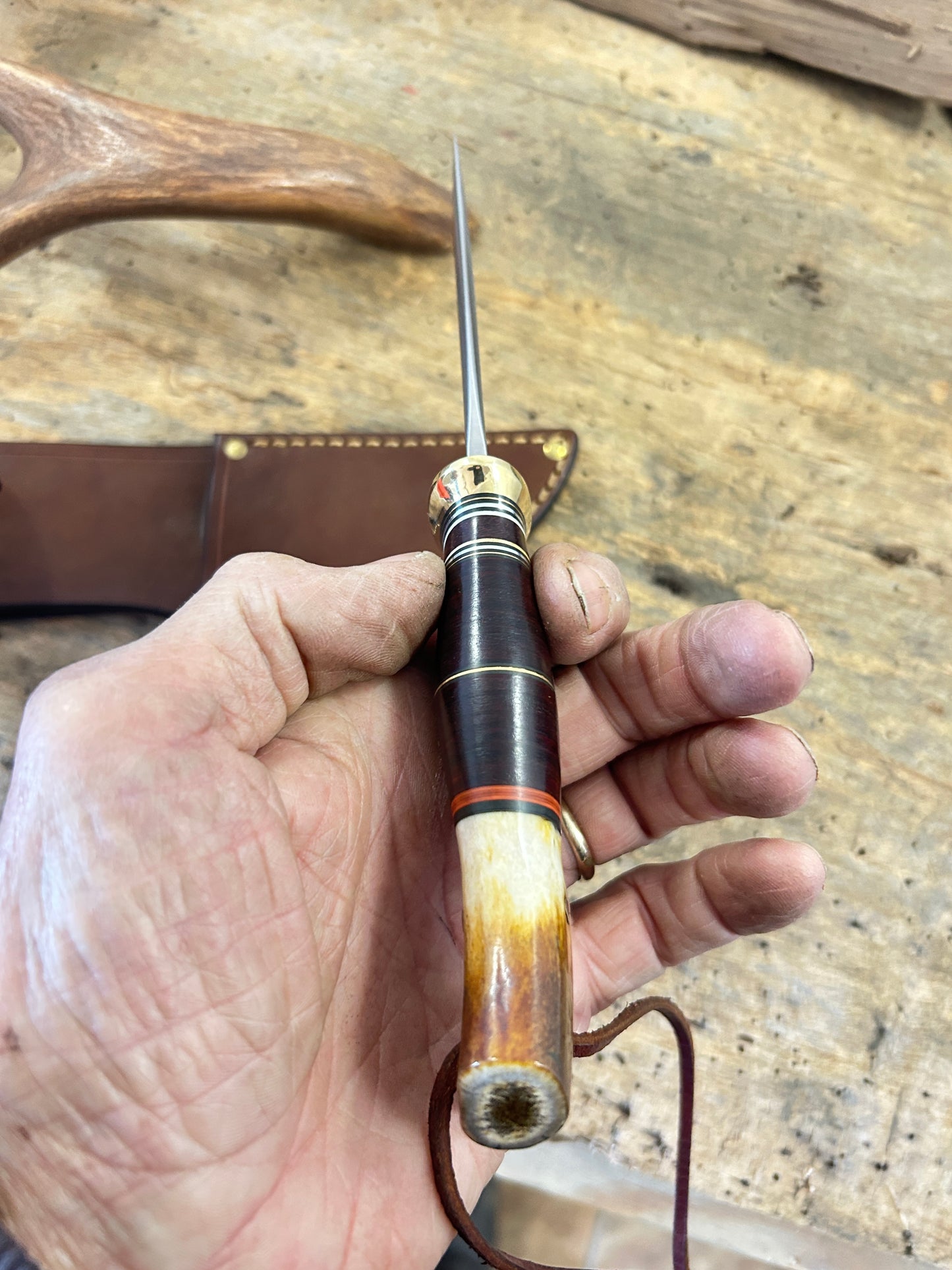 Treeman Deer & Trout 4" Blade Brass Horse Hide Crotch Stag