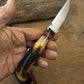 Trout & Bird Sticker AEB-L Stainless Old Stag Sheep Horn Butt