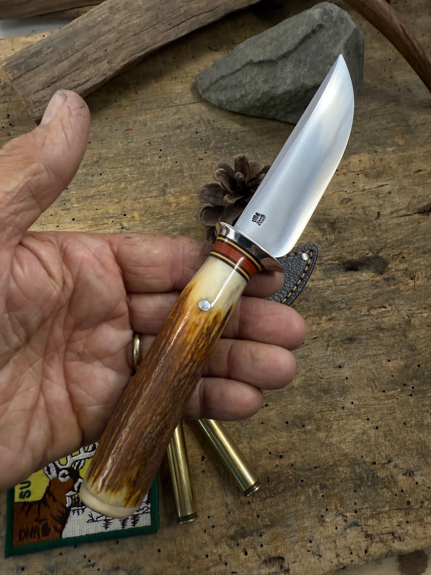 Treeman Deer & Trout 4 1/8" Blade AEBL stainless Sambar stag Mammoth Butt cap NS