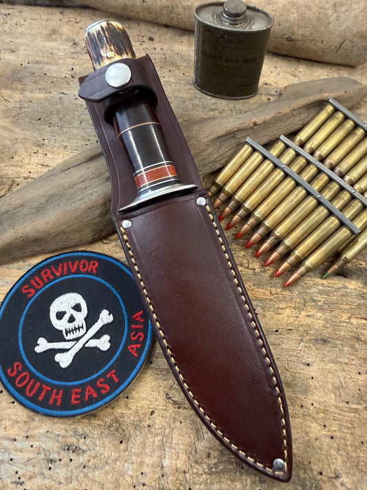 Treeman Spear Point Fighter AEB-L 6" Nickel Horse Stag