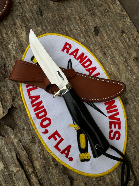 Randall Denmark Special Stainless 41/2" Blade NS, Black Micarta BP handle ,Lanyard hole, NS Butt Cap