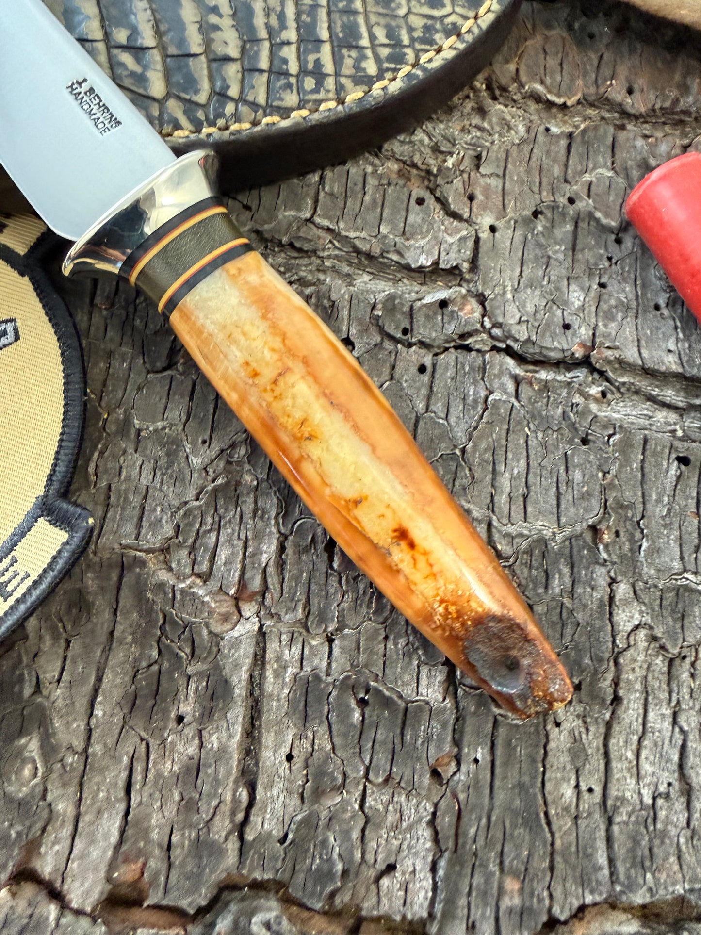 Treeman Artifact Ivory Trout Knife Crock Sheath AEB-L