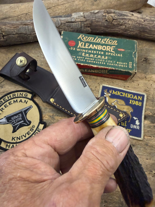 Treeman Deer & Trout 4" Blade  AEB-L Stainless Killer Red Stag Mammoth Cap Red Brass Guard
