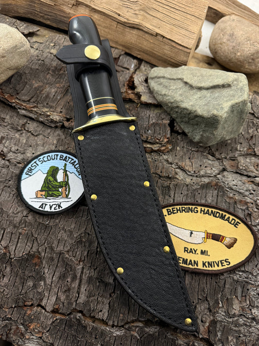 Treeman 7" Black G10 Skull Fighter High Vis Butt Cap Elephant Ear black Sheath