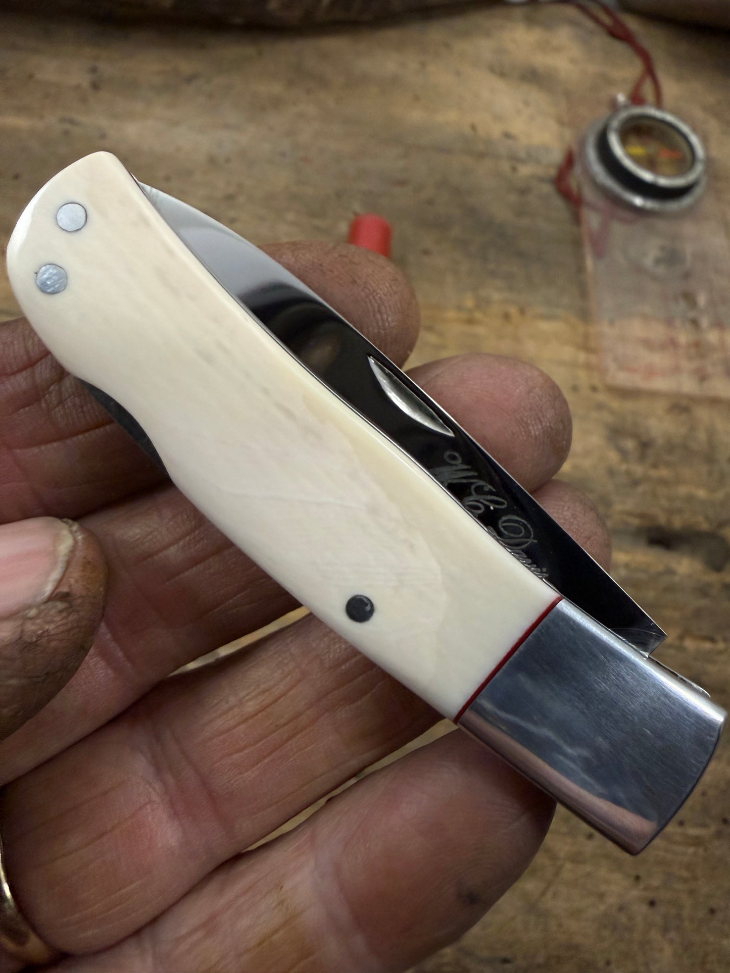 WC Davis Ivory Lock Back Folder 1980/90s vintage.