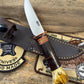 Treeman Trout Knife 3 3/8" 1095 hand forged blade horse hide crotch stag