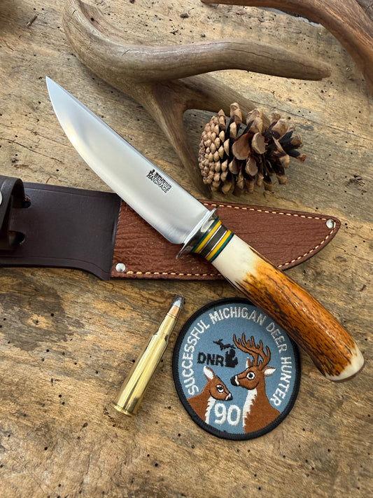 Treeman 5" Sticker AEB-L Stainless Nickel Silver Sambar Stag Mammoth Ivory butt Cap