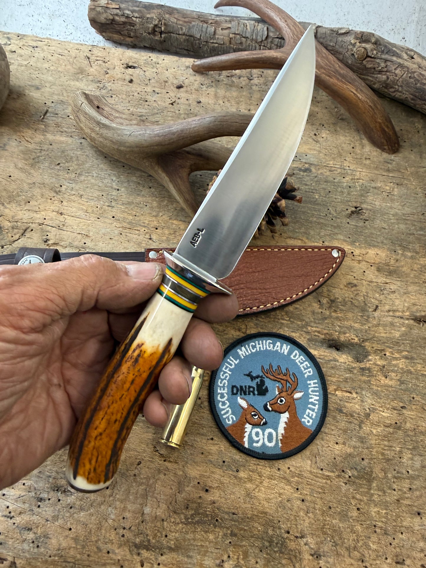 Treeman 5" Sticker AEB-L Stainless Nickel Silver Sambar Stag Mammoth Ivory butt Cap
