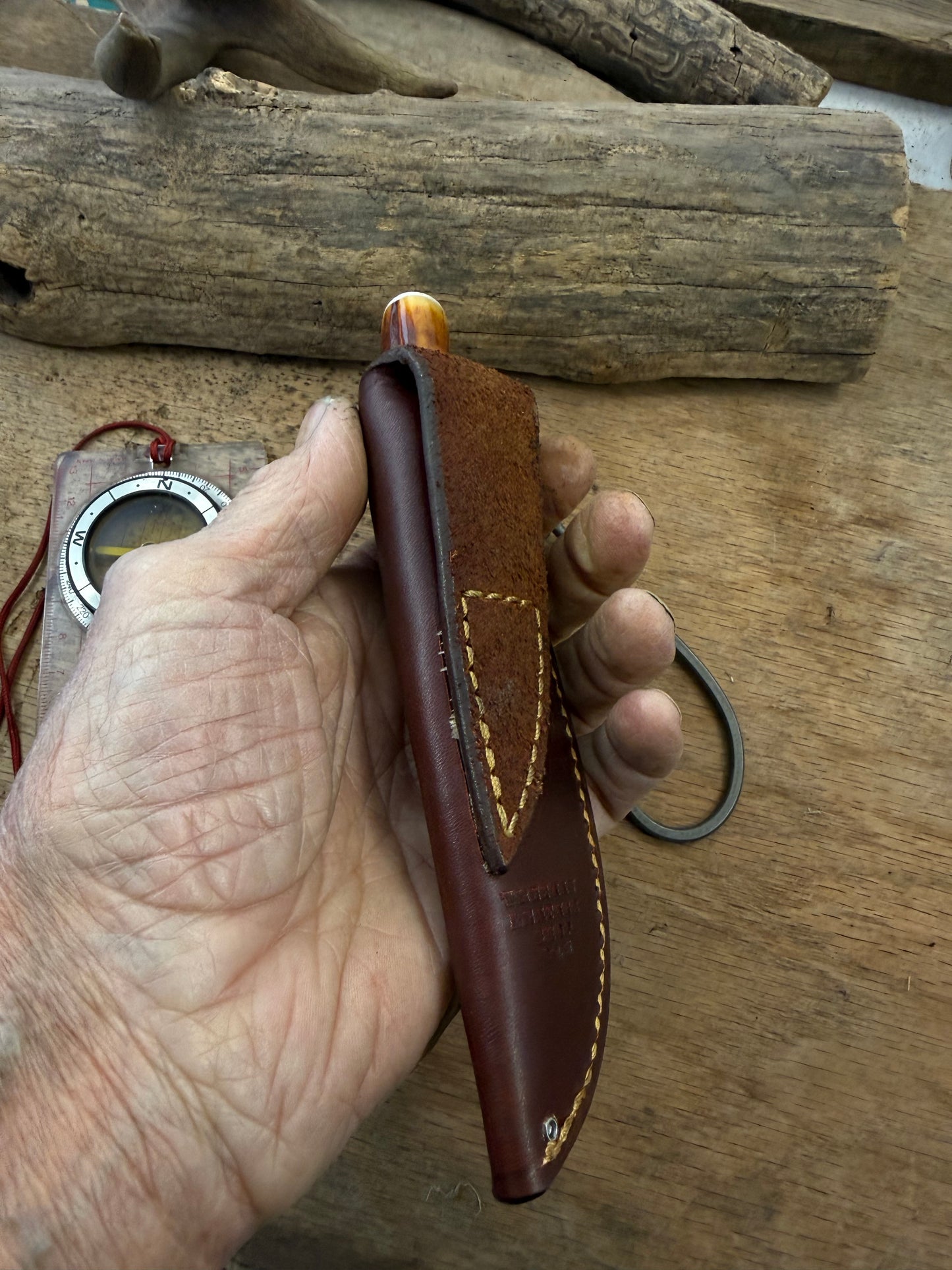 Trout Knife Red Stag Mammoth Cap NS Guard Pouch Sheath