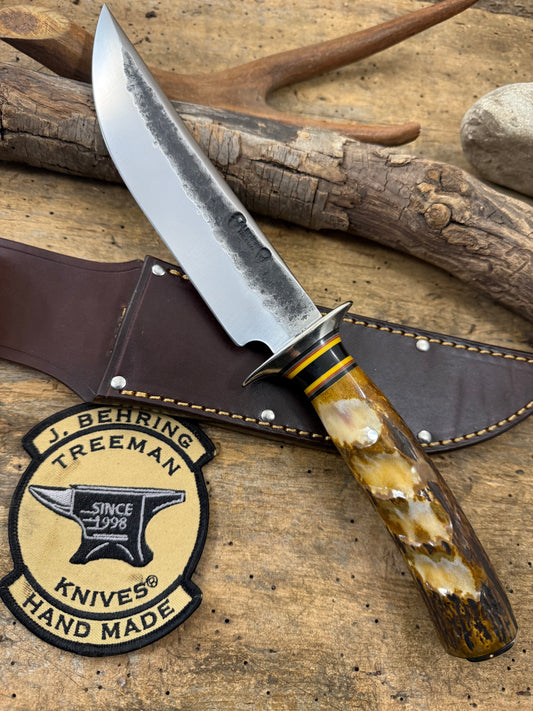 Double Skull 7" Fighter Nickel Finger Grip Sambar Stag Hammer Mark