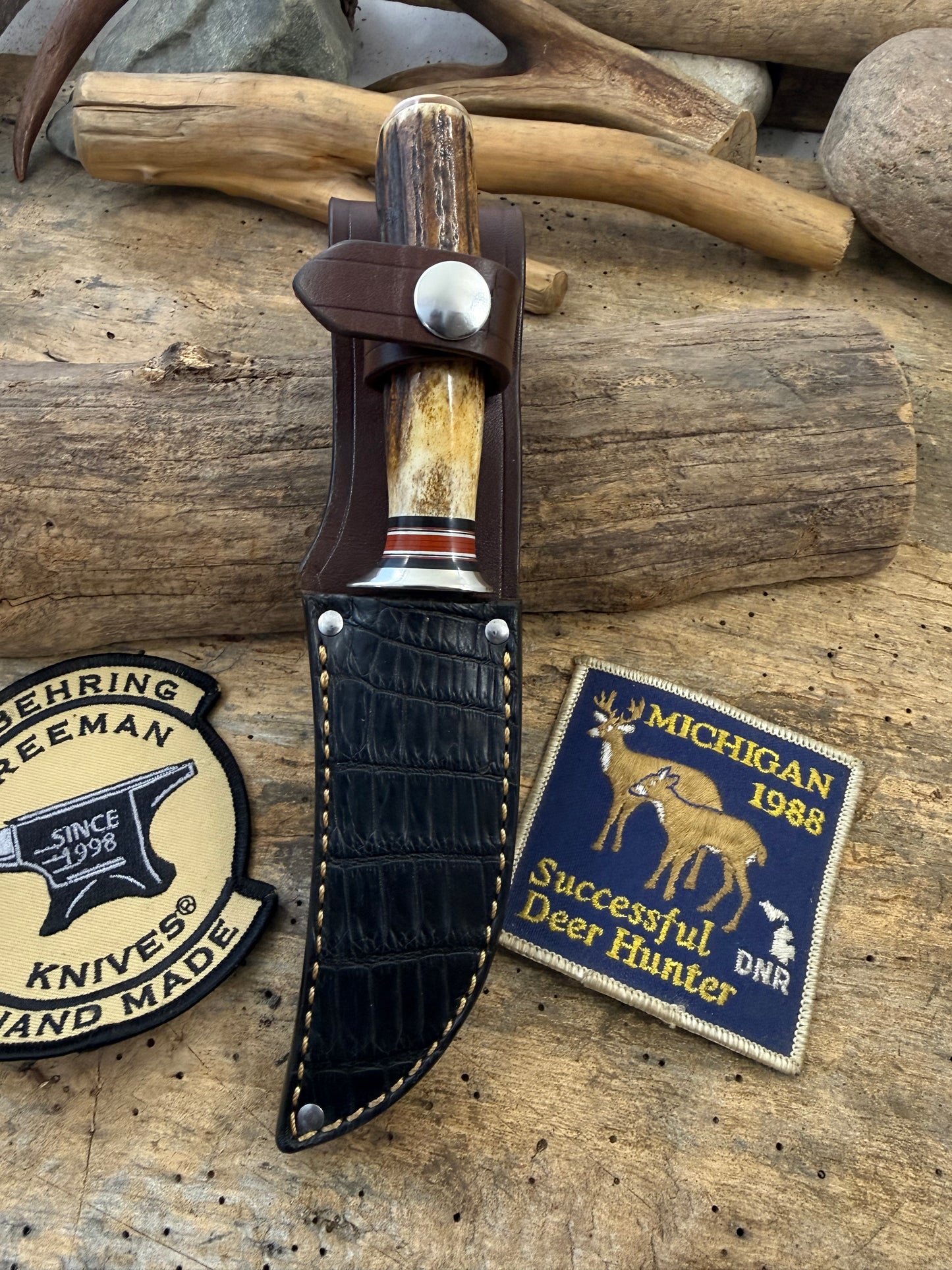 Treeman 4" Ball Cutter Cattleman Stag Crock Sheath